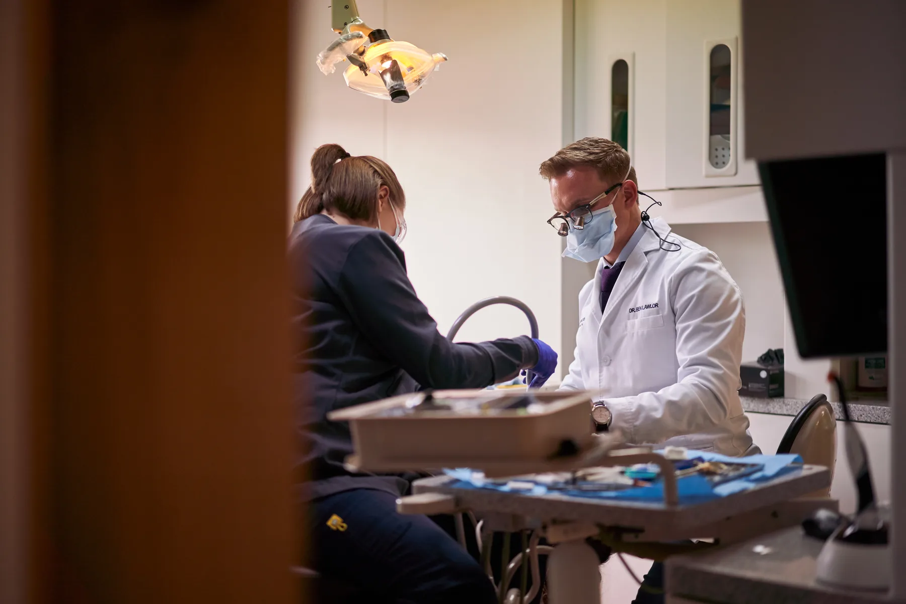 Dr. Lawlor and a team member working together in a clinical setting